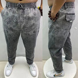 summer thin loose wide leg men jeans soft lyocell elastic fashion casual straight drawstring denim trousers black blue gray unique jeans style 1955