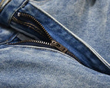 mens high street denim jean pants new casual blue slim ripped holes straight zipper jeans trousers hip hop streetwear joggers unique joggers style 766