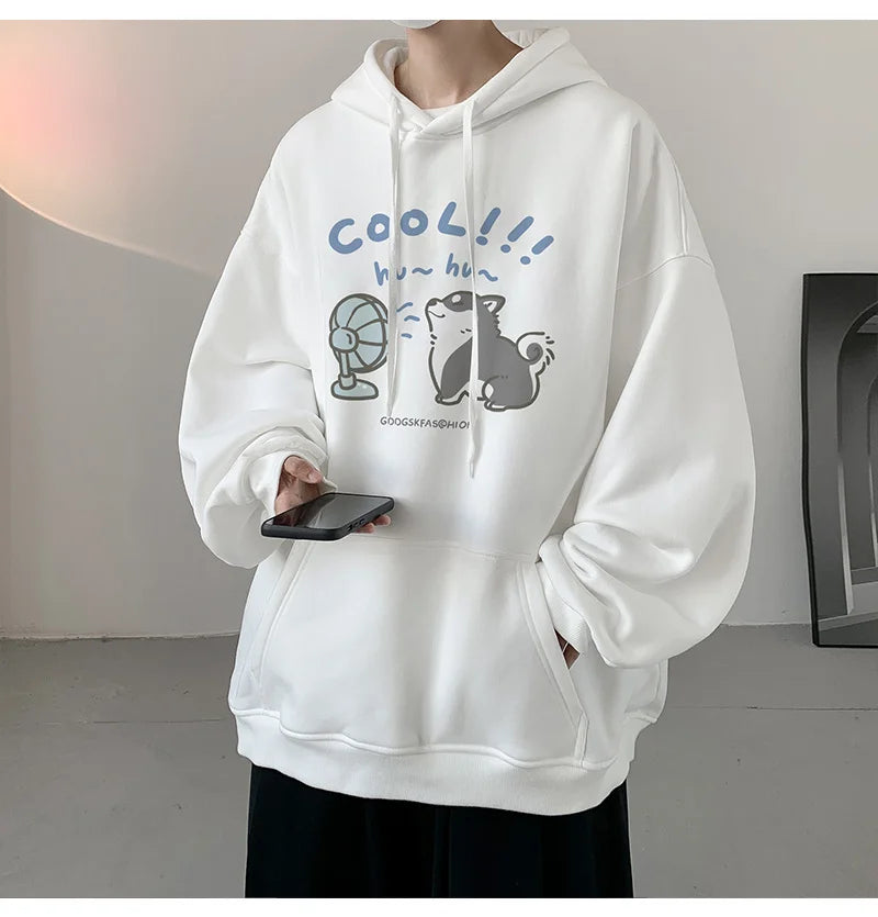 Cool Cartoon Cat Graphic Print Hoodies For Men Y2K Streetwear Clothes