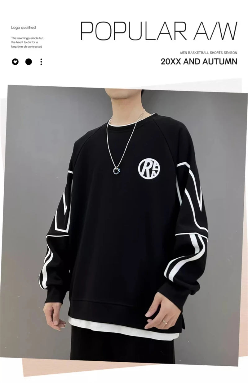 Y2K Vintage Letter Printed Pullovers Hoodies For Men Korean Fashion Ne