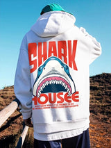 New In Anime Shark Graphic Printed Hooded Sweatshirts Men Hip Hop Fash