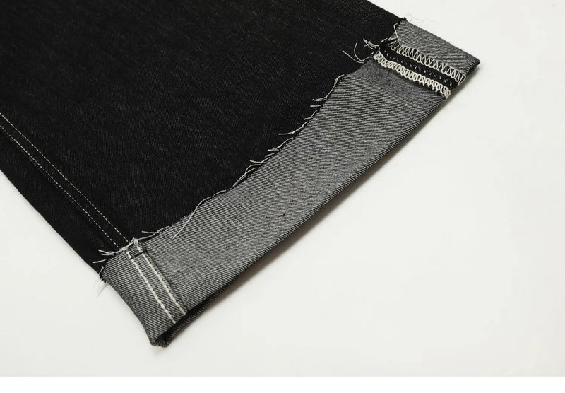 men women streetwear fashion loose casual wide leg straight black denim jeans pant boyfriend y2k baggy jeans trousers unique jeans style 2383