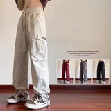 american retro straight leg cargo pants mens baggy casual outdoor gym trousers autumn thin tactical quick dry pantalones hombre utility cargo pants