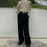 mens trousers business solid color casual trousers autumn british simple commuting retro straight pants mens clothing 2024 unique default style 78