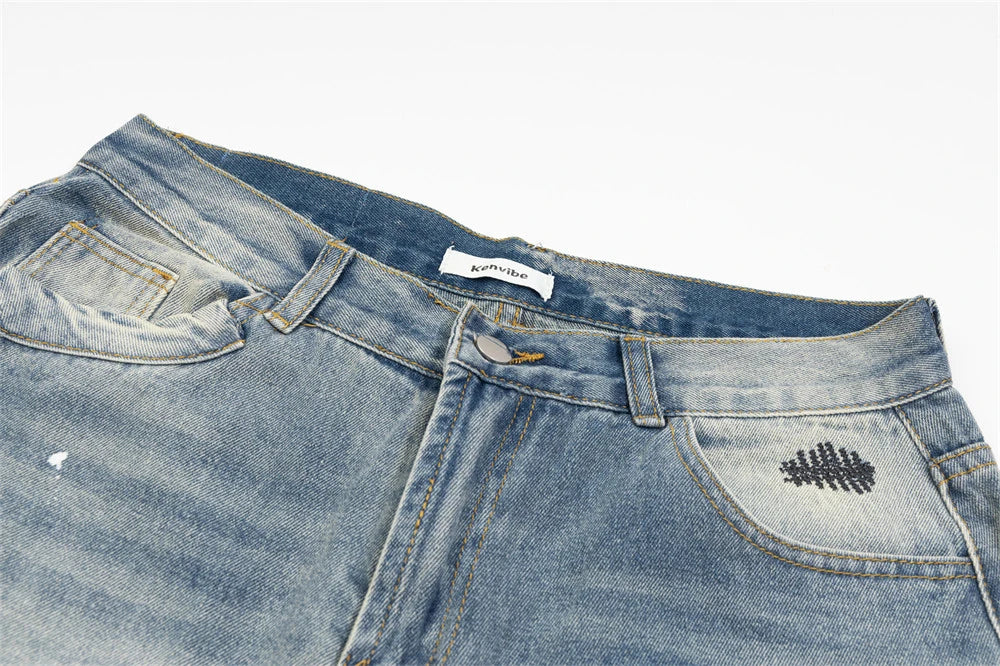 mens fashion ripped jeans blue straight baggy jeans trousers luxury loose casual distressed denim pants male 1 unique jeans style 4603