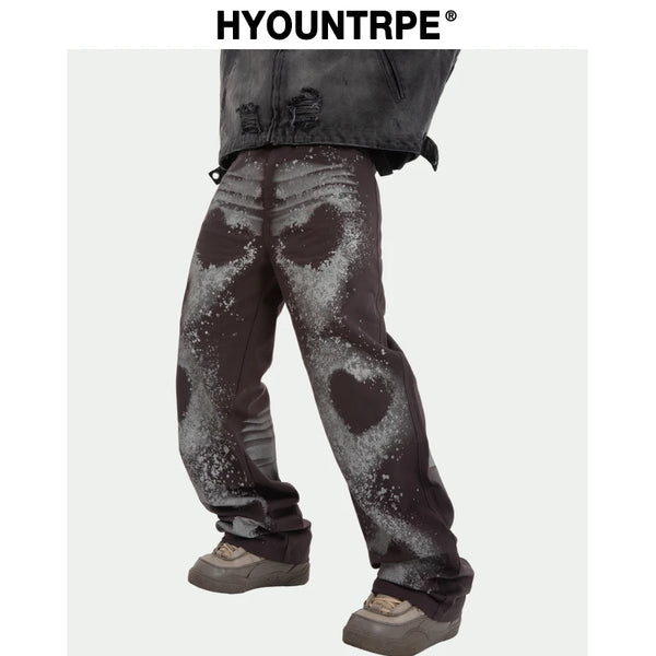 fashion loose streetwear denim pants unisex casual graffiti print wide legs jean pants hip hop trousers joggers mens baggy jeans urban active pants