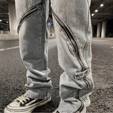 fashion denim straight pants hip hop jeans with zipper streetwear trousers new summer casual joggers men designer jeans for men unique joggers style 1158