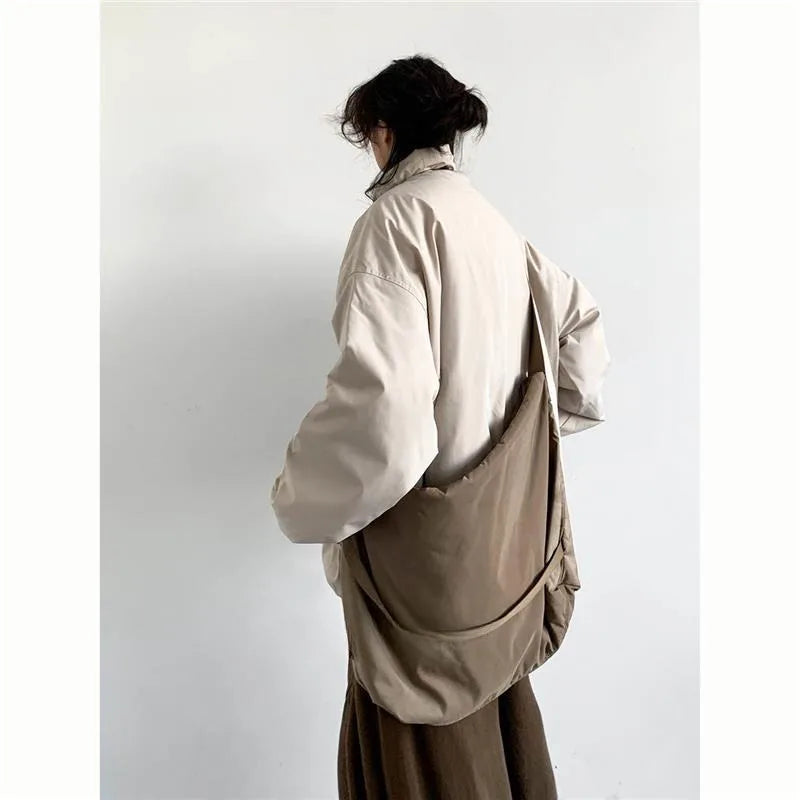 winter 2024 japanese college set mens vintage stand collar cotton jacket casual wide leg pants 2 piece suits male street 2 pcs unique default style 4731