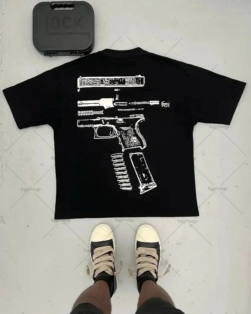 Cyberpunk Vintage t-shirt – Fashionable Gothic Letter Print Pattern Oversized T Shirt Me