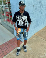 Anime Vintage print – Retro Gothic Letter Pattern Printed Oversized T Shirt Mens F