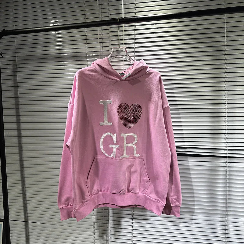 New Luxury 2023 From Rhinestones Pullover Hoodies Hoody Hooded Sweatsh