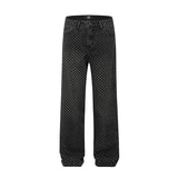men streetwear fashion hip hop loose casual print black plaid denim pant jeans man vibe straight cowboy baggy jeans trousers unique jeans style 1573