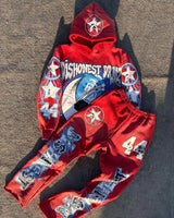 2024 y2k long sleeved foam printed pullover hoodie sweatshirt and pants two piece streetwear trendy wear dark vintage casual we unique default style 2273