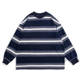2024 Korean Fashion Pullover – Autumn Japanese Retro Striped Sweatshirts For Men And Women Y2K Streetwear Crewneck Long Sleeve T Shirts Casual Pocket Knit Tops | Zip Knit Drop #52