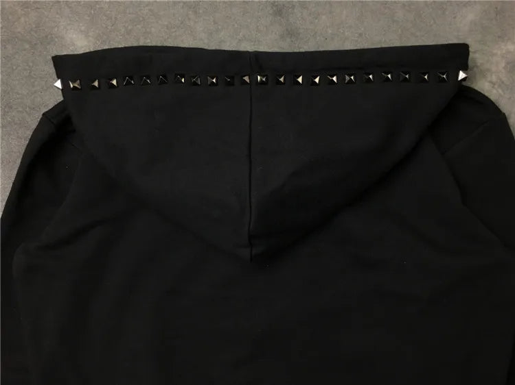 New Luxury Men Novelty Metal Rivets Hoodies Hoody Hooded Sweatshirts V