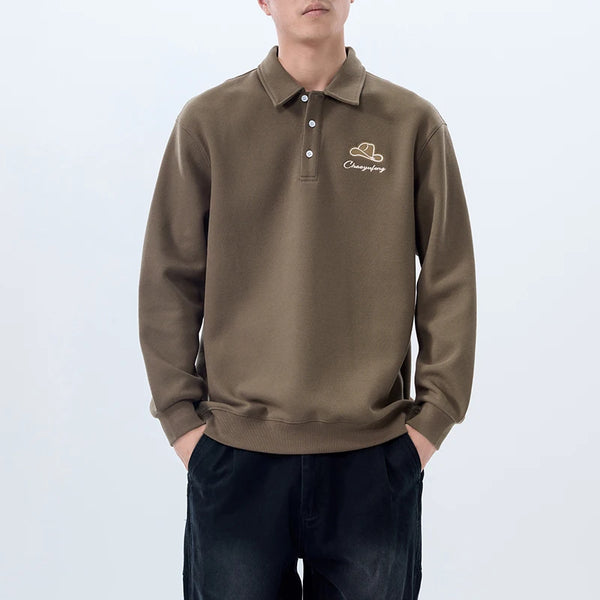 Men Embroidery Fashion Loose Casual Pullover Sweatshirt Spring Autumn