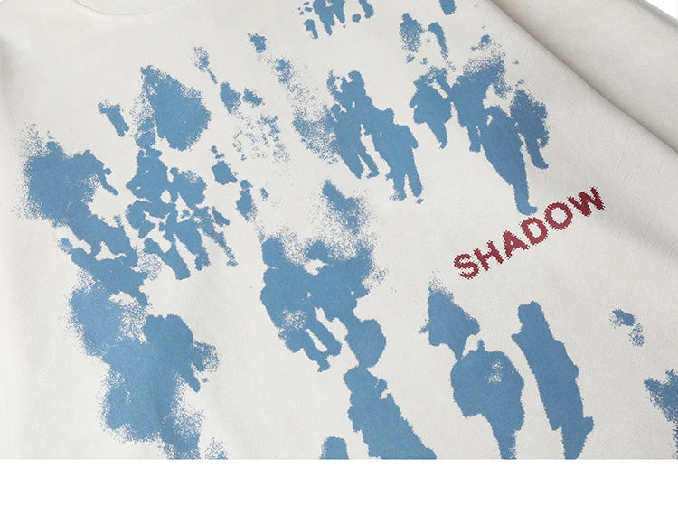 Men Suede Sweatshirt Streetwear Shadow Graphic Harajuku Pullover 2023