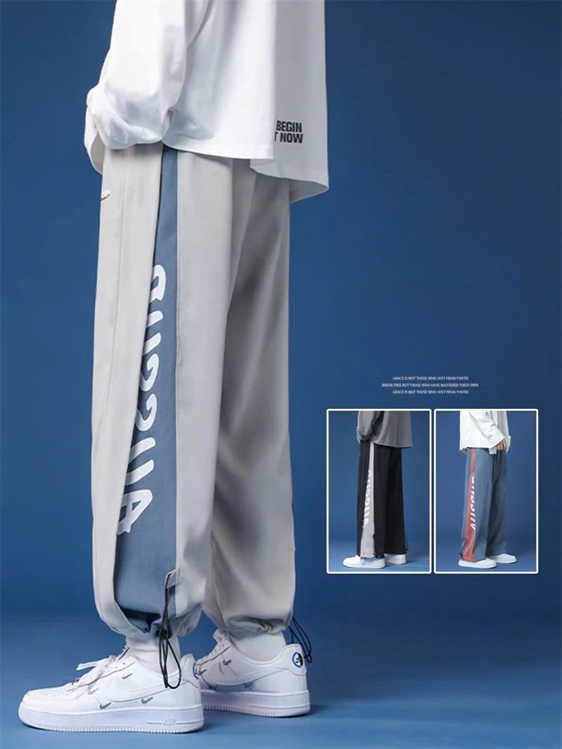 mens graphic printed sweatpants 2024 autumn hip hop fashion drawstring trousers casual loose male streetwear leggings pants unique joggers style 1283