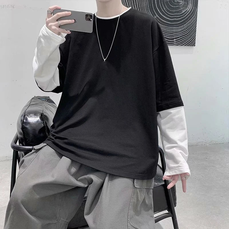 Sadcore Vintage print – Autumn Mens Casual Long Sleeve T Shirt Plus Size Sweatshirts