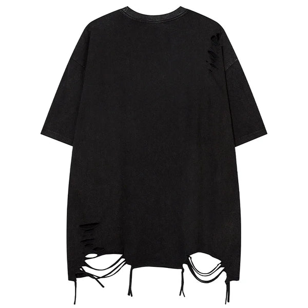 Skatercore Crying angel – Men T Shirts Solid Ripped With Necklace T Shirt Harajuku Vin