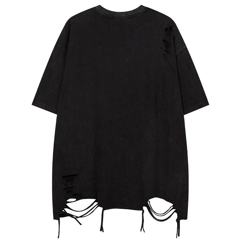 Skatercore Crying angel – Men T Shirts Solid Ripped With Necklace T Shirt Harajuku Vin