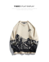 techwear flame knit sweater with structured oversized fit, ideal for cold streetwear layers, men’s streetwear clothing piece 