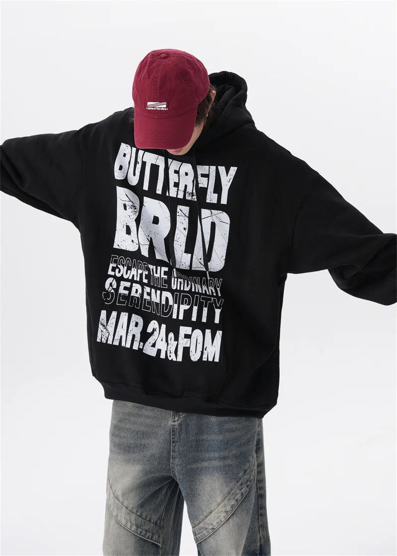 Trendy Fall Fashion Sweater – American Street Mottled Letter Print Hoodies For Men 2024 New Hip Hop Fashion Hooded Sweatshirt Couple Y2K Vintage Hoodie | Zip Knit Drop #169