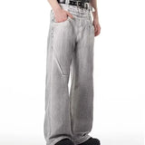 street mens jeans hip hop double waist head gradient smudging trend denim pants y2k 2024 new streetwear american cowboy trousers unique jeans style 469