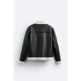Warm Winter High-quality Lapel Suede Cashmere Piping Double-sided Motorcycle Punk Leather Jacket For Men