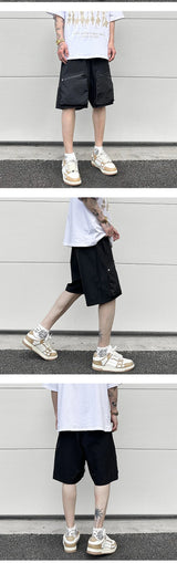 Ins Summer Outdoor Functional Casual Cargo Shorts Oversized Retro Casual Zipper Pockets Men and Women's Knee-length Sweatpants