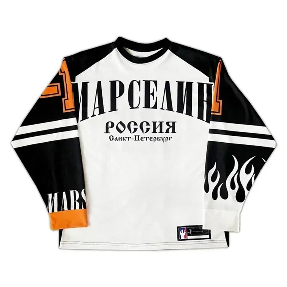 Gothic Vintage print – Hip Hop Loose Casual Baseball Harajuku Sprots Long Sleeves T