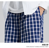 men women american streetwear fashion loose plaid wide leg straight pant boyfriend button down sports casual pants trousers unique default style 1439