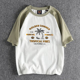 Y2k Melting smiley – Summer Mens Short Sleeved Casual Beach Wind Coconut Tree Pri