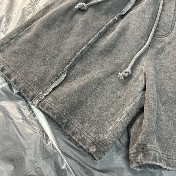 New 2024 Novelty High THUG CLUB Old Washed Rhine Stone Heavy Skateboard Street Cotton Casual Shorts Kanye Hip-hop Parkour #U46