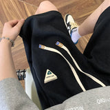 summer mens letter appliques waffle shorts baggy running wide leg casual short pants solid drawstring gym straight y2k shorts casual urban shorts