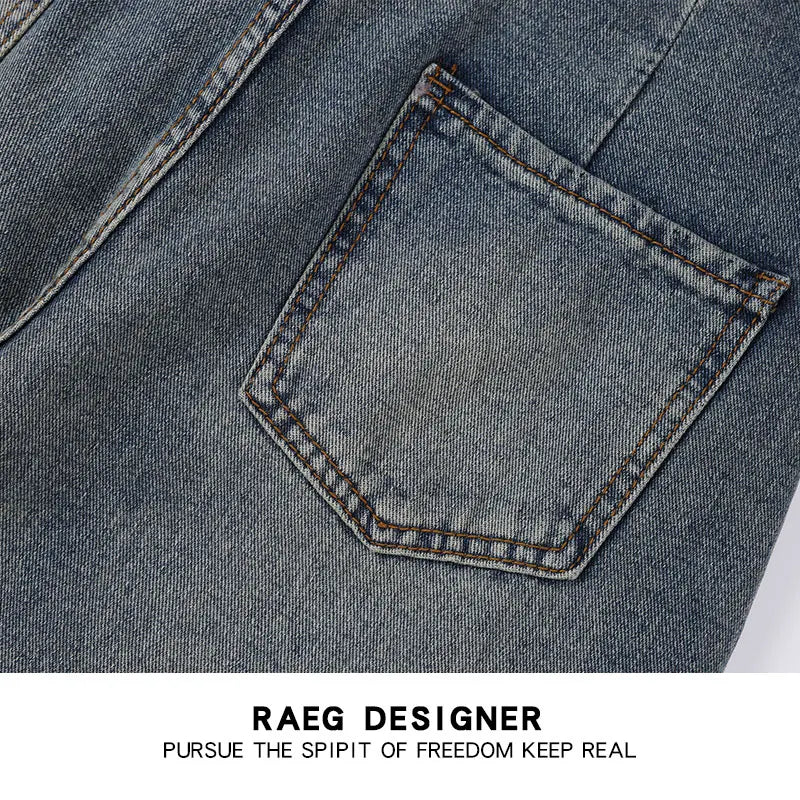 butterfly patches embroidered washed straight vintage baggy fitting jeans for men high street distressed jeans pants women unique jeans style 4481