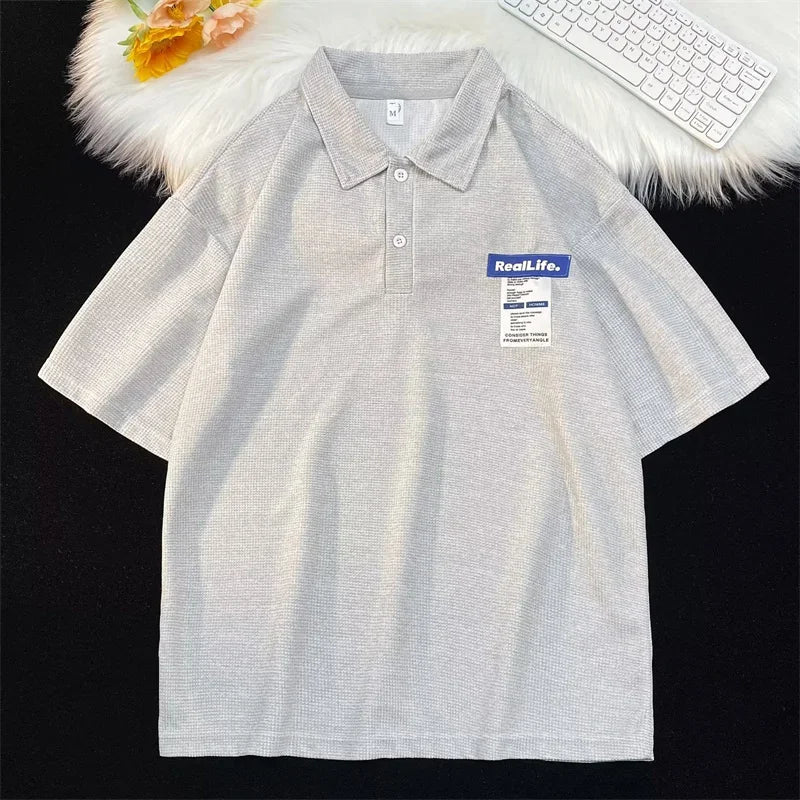 Harajuku Tribal flames – Summer Mens Short Sleeve Polo T Shirt Waffle Casual Letter