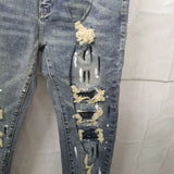 2023 brand new classic old washing rhinestones ripped holes jeans cotton denim pants comfort casual jeans size cargo 28 36 620 unique cargo style 744