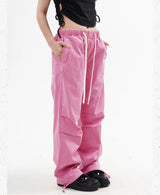 knee fold baggy pants unisex casual elastic waist straight trousers streetwear fashion drawstring women men hip hop y2k joggers unique joggers style 1259