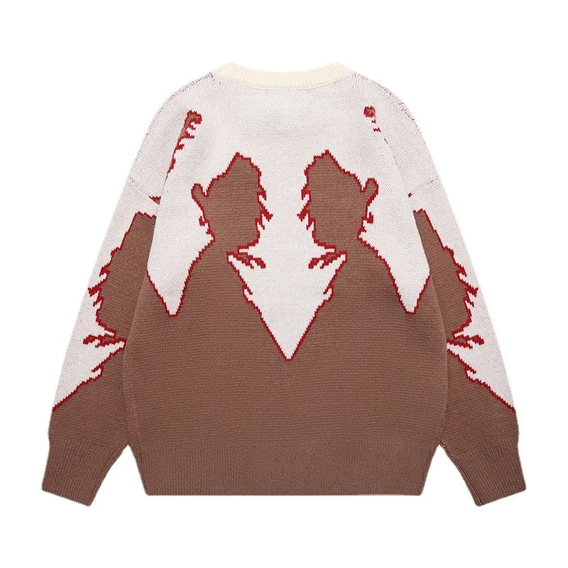 hip hop knitted sweater men autumn winter o neck anime pattern pullover streetwear casual loose sweaters unisex jumpers knitwear streetwear fashion hoodie, Y2K vintage urban hoodie, aesthetic street look hoodie