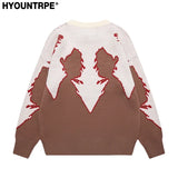 hip hop knitted sweater men autumn winter o neck anime pattern pullover streetwear casual loose sweaters unisex jumpers knitwear streetwear fashion hoodie, Y2K vintage urban hoodie, aesthetic street look hoodie