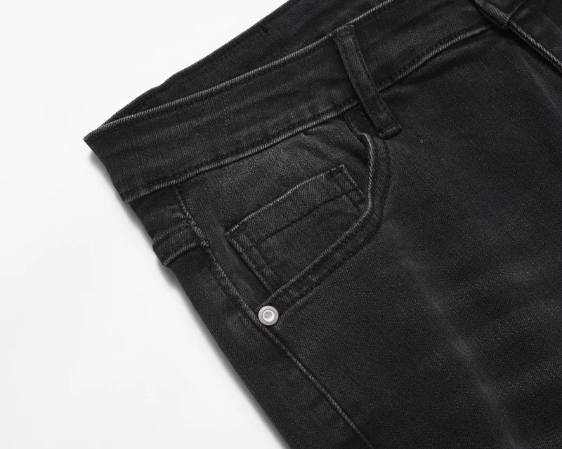 distressed hole ripped washed jeans pants for men straight retro streetwear baggy denim trousers frayed casual hip hop jean unique jeans style 222