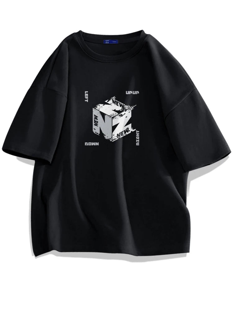 Trapwear Angelcore design – 2024 New Cube Graphic Print T Shirts For Men Personality Fas