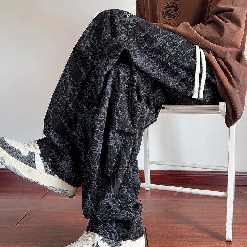 autumn corduroy pants men fashion retro casual pants men streetwear hip hop loose wide leg pants mens trousers large size 5xl clean everyday pants