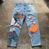 harajuku y2k style blue popular anime graphic wide leg jean fashion streetwear denim mens jeans couples high waist pants unique jeans style 3177