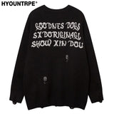 fashion hip hop knitted sweater men autumn winter o neck anime pattern pullover streetwear casual loose sweaters jumper knitwear unique limited edition hoodie, trendy hip hop style outerwear, urban wear with bold artwork