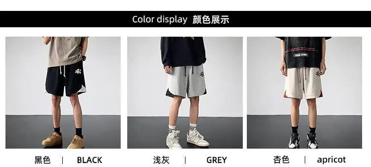 Korean fake two-piece sports basketball shorts men summer American fashion