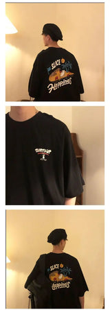 Glitchcore Crying angel – Korean Men Simple Short Sleeved T Shirt New American Retro C