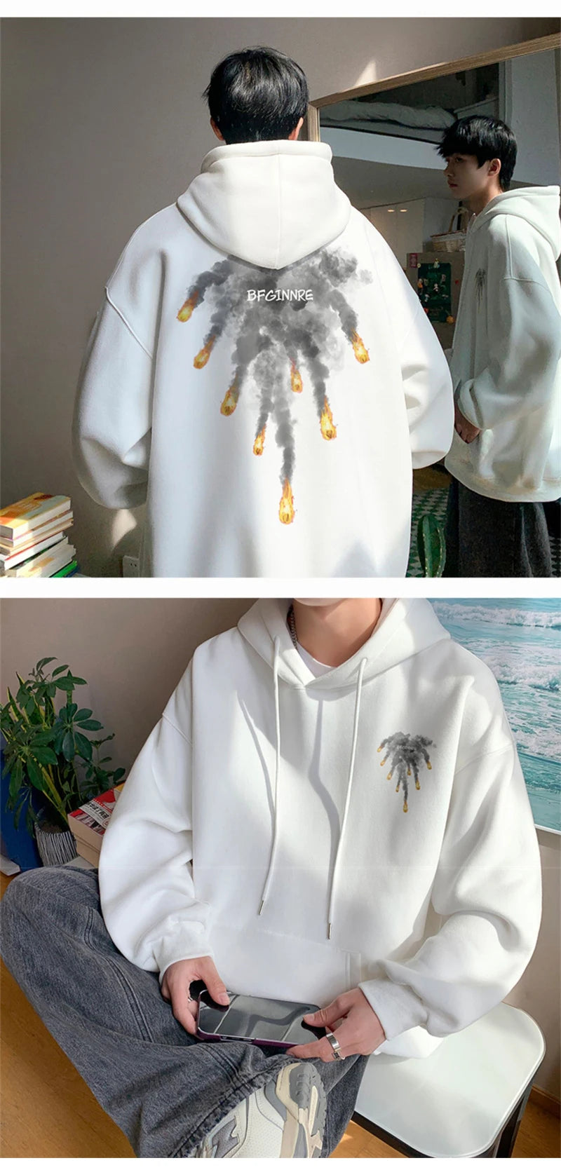 New Anime Meteorite Fall Graphic Printed Hooded Sweatshirts Hombre Hip