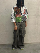 Y2k Graphic tee – Harajuku Retro Five Quarter Sleeves Graphic T Shirts Streetw